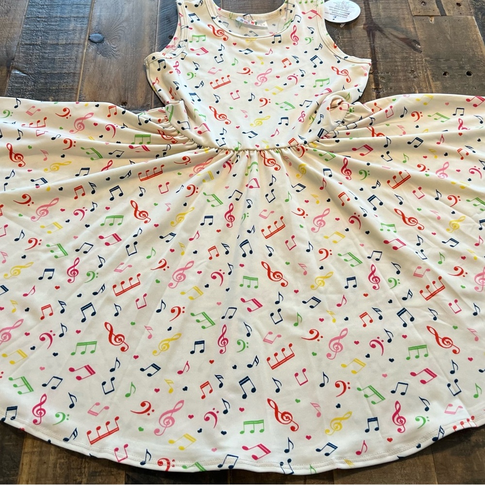 Dot Dot Smile size 3/4 or 5/6 girls music notes tank twirl dress new